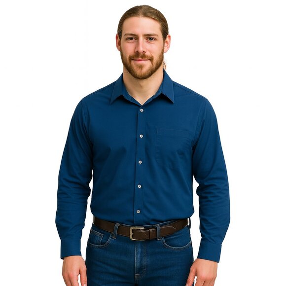 Stafford Blue Long Sleeve Pinstripe Shirt Neck 15.5 - Picture 1 of 8